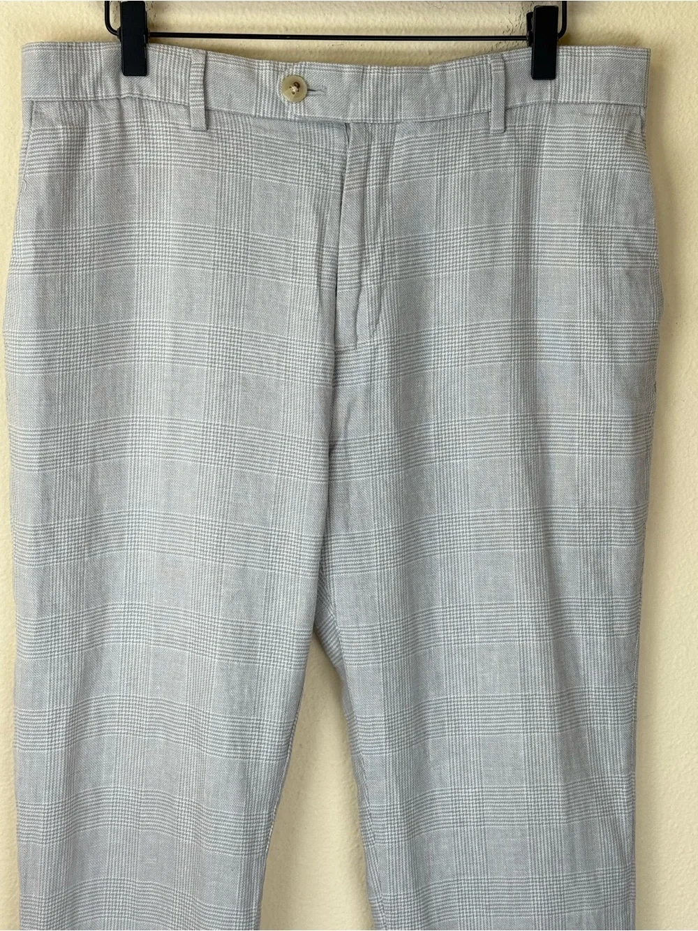 Banana Republic Men TAILORED-FIT LINEN-BLEND GLEN PLAID SUIT TROUSER size 34x29